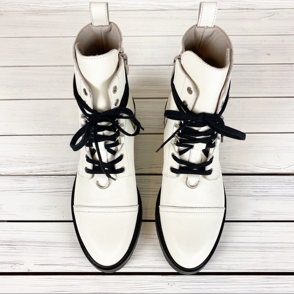 NEW All Saints Lira Hiker White Leather Boots 11 - Picture 2 of 16